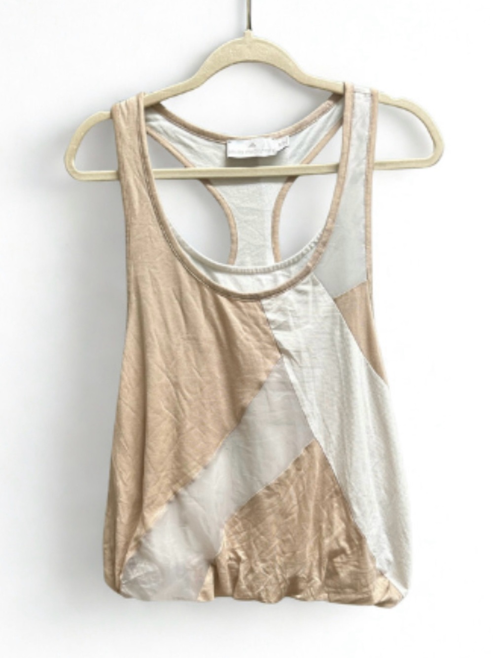 Adidas Stella McCartney Colorblock Patchwork Bubble Tank Top XS Neutral Beige EU
